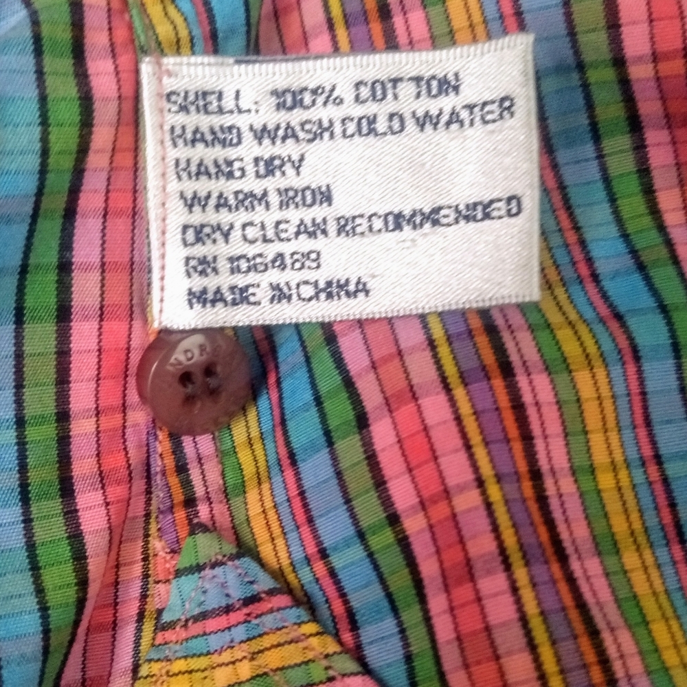 Andrea Becker Rainbow Plaid button down top S - Picture 8 of 9